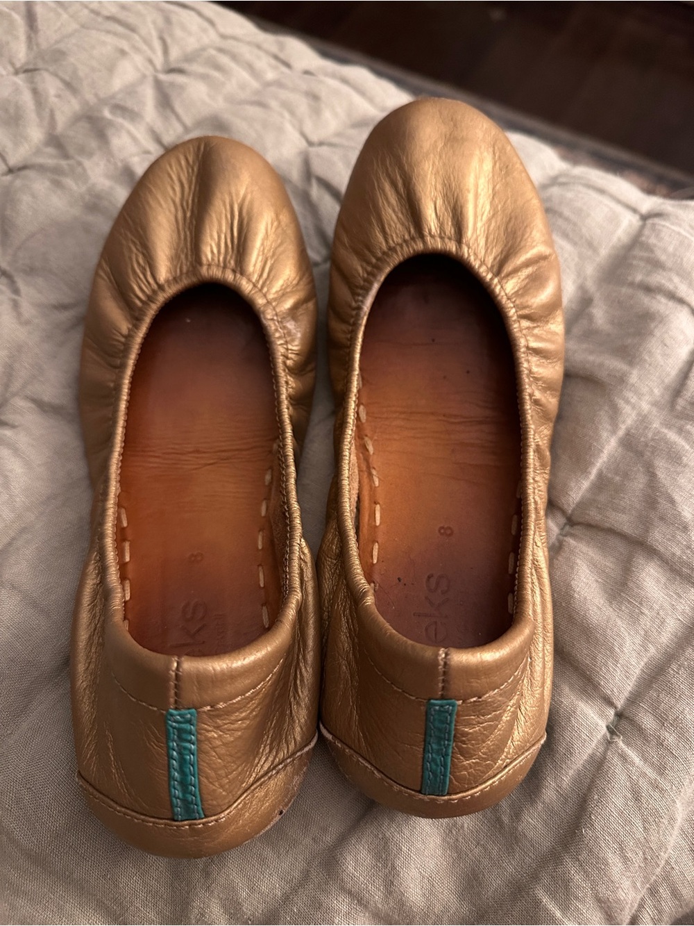 Tieks Metallic Gold Ballet Flats - Size 8